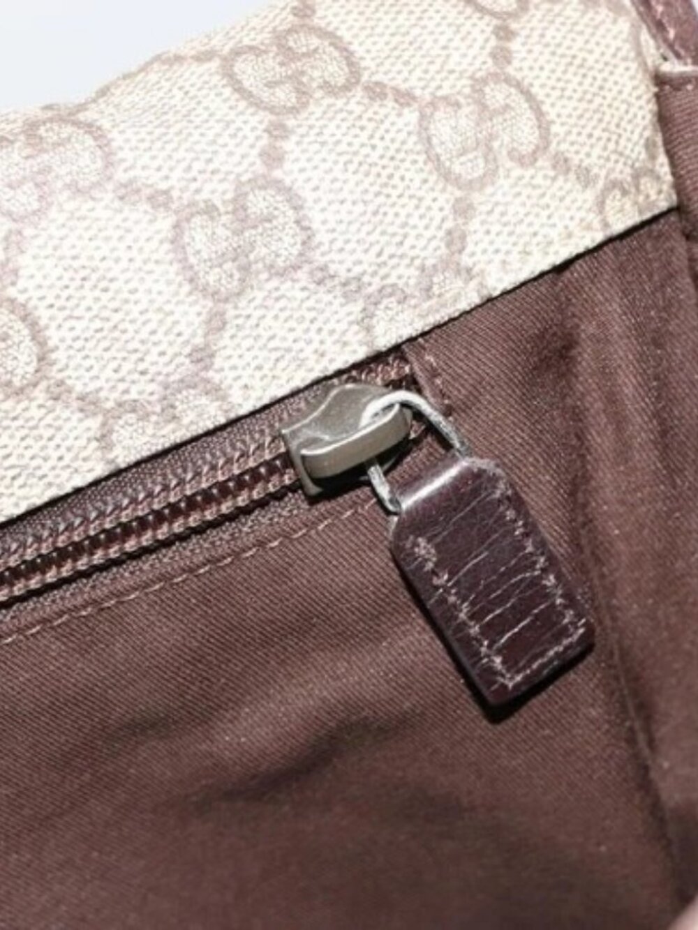 GUCCI GG Supreme Web Sherry Line Bag PVC Beige Silver 145844 Auth ti3927 - Picture 13 of 16